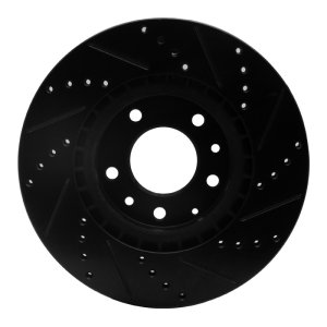 Mazda RX-8 Brake Rotor (1) - Front Left - R1 Concepts - Drilled & Slotted - Black - `04-`08